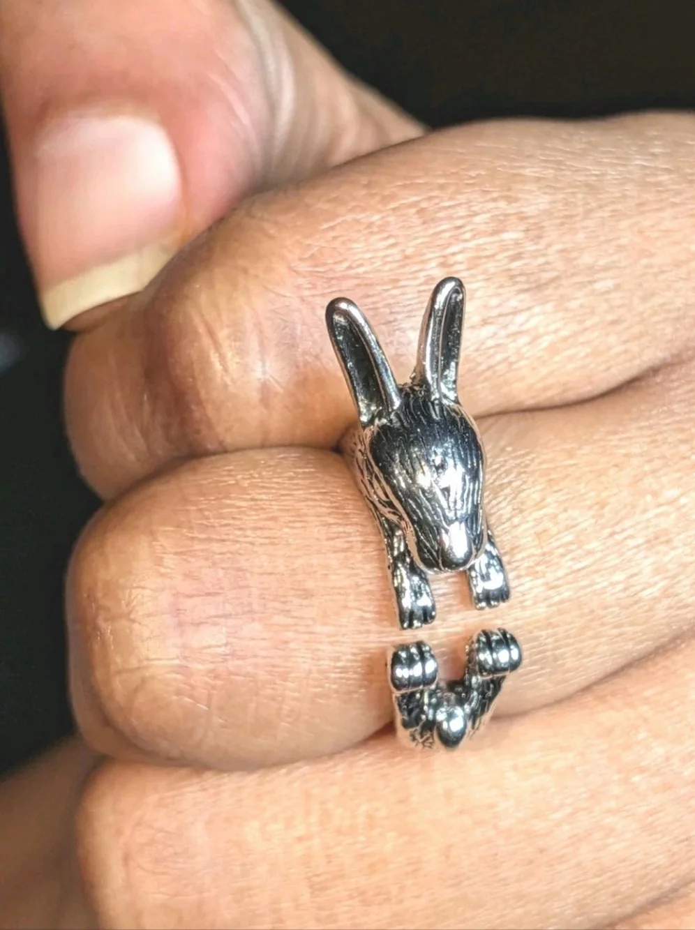 Retro Rabbit Shaped Adjustable Ring Open Ring Fashion Stereoscopic Unisex